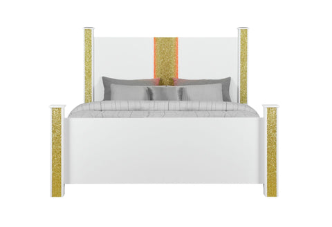 Logan White-Gold Bed