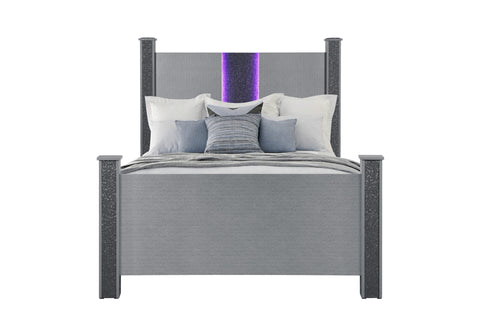 Logan Silver Bed With Led And Speakers